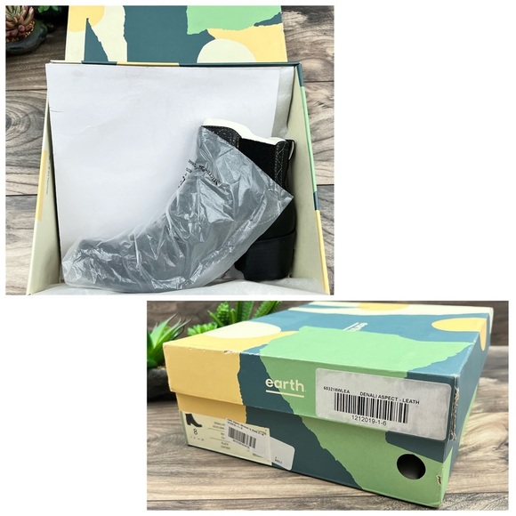 NIB Earth Denali Aspect Black Leather Pull On Ankle Bootie Boots 8M 39 - Picture 11 of 12